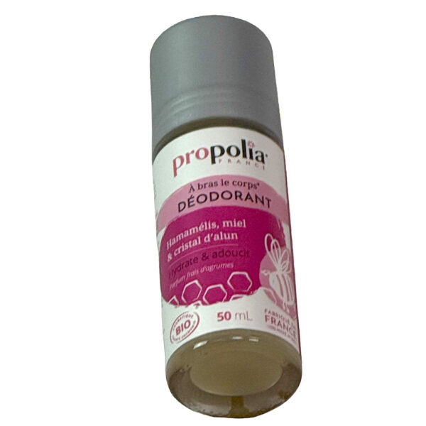 Déodorant BIO amamélis, miel et cristal d'alun Propolia, le roll-on de 50ml