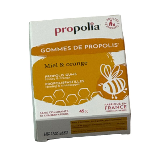 Gommes de propolis miel et orange Propolia, le sachet de 45g