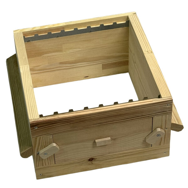 Corps Warré 8 VISIO (1 vitre plexi) épicéa poignées liteaux latérales pour 8 cadres droits, 350*350*215*25mm