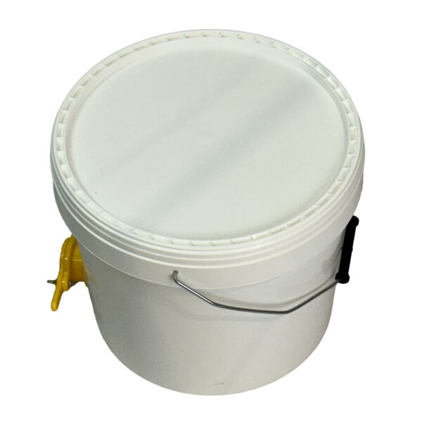 Maturateur plastique alimentaire 20kg (16L) robinet jaune avec couvercle et anse