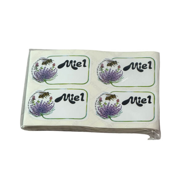 Etiquette fleur et abeille "MIEL 500g" 90*60mm, le rouleau de 100