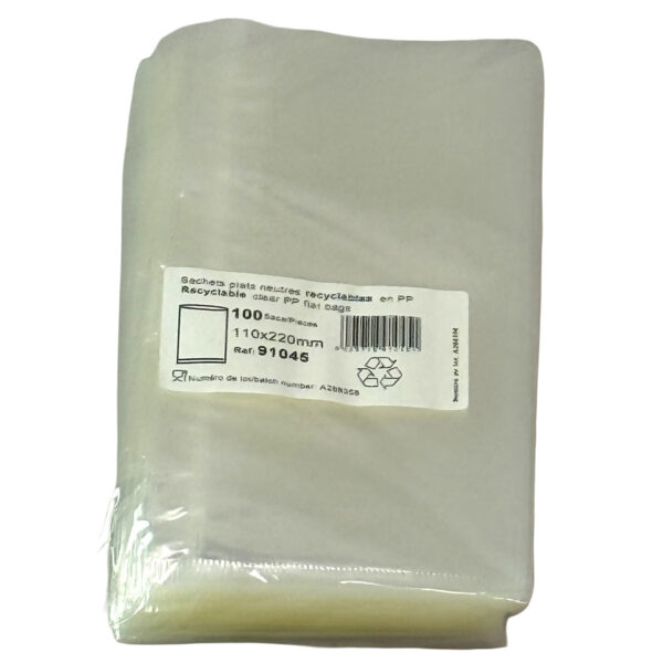 Sachet plat polypro 35microns 110*220mm, le cent